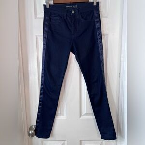 Veronica Beard Kate Highrise Skinny Dark
Blue Satin Stripe Jeans Size 25/0